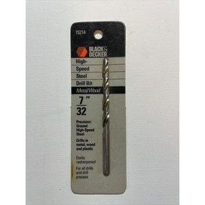 Black & Decker 15214 7/32" Drill Bit Metal, Plastic, and Wood High Speed Steel